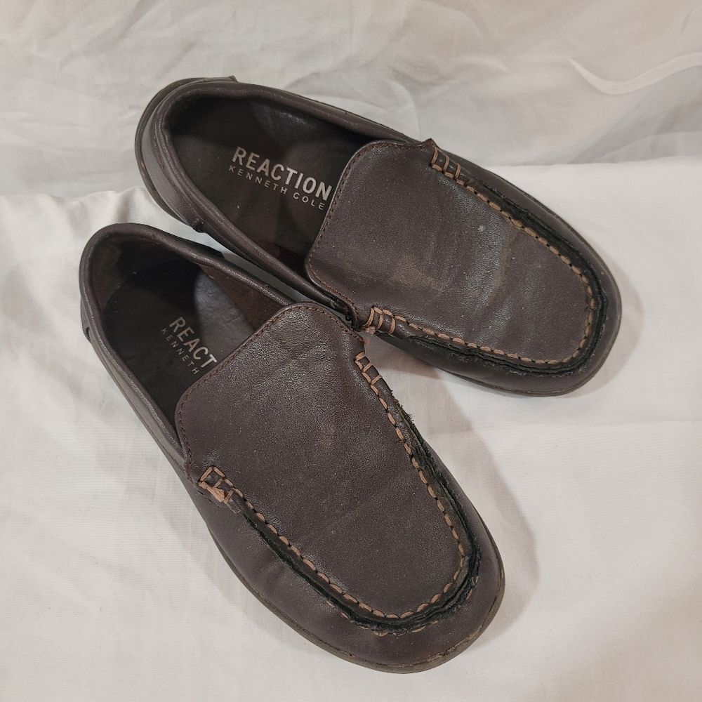 Reaction Kenneth Cole size 12 toddler boys dark brown race slip on loafers